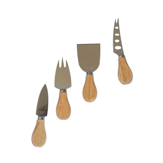4-Piece Cheese Serving Set with Wooden Handles-1