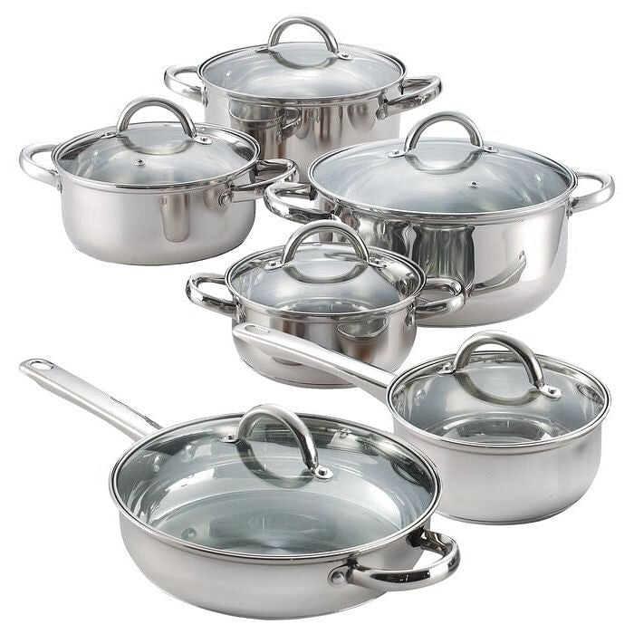 12 Piece Cool Touch Stainless Steel Cookware Set-2