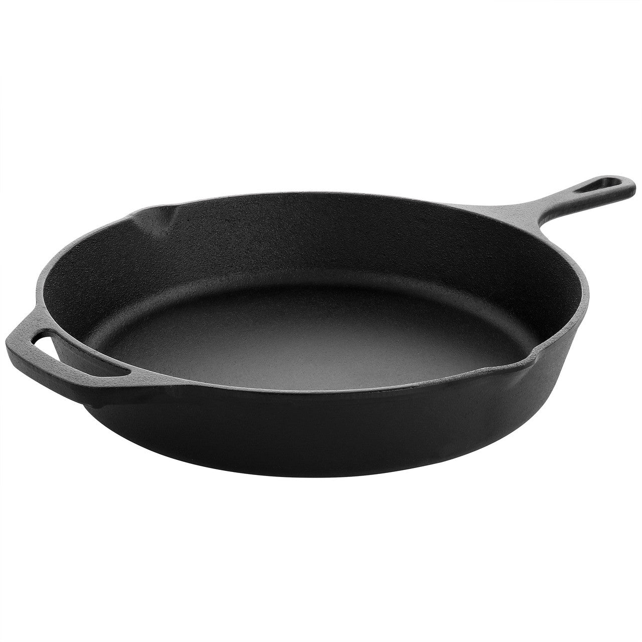 MegaChef 12 Inch Round Preseasoned Cast Iron Frying Pan in Black-0