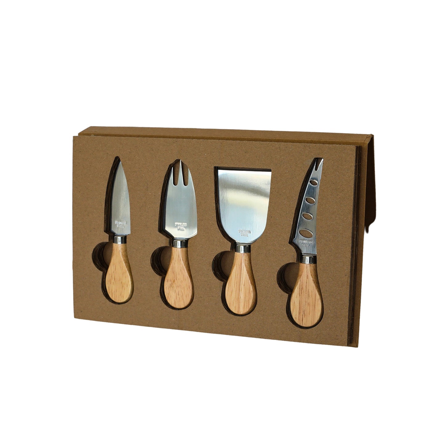 4-Piece Cheese Serving Set with Wooden Handles-0