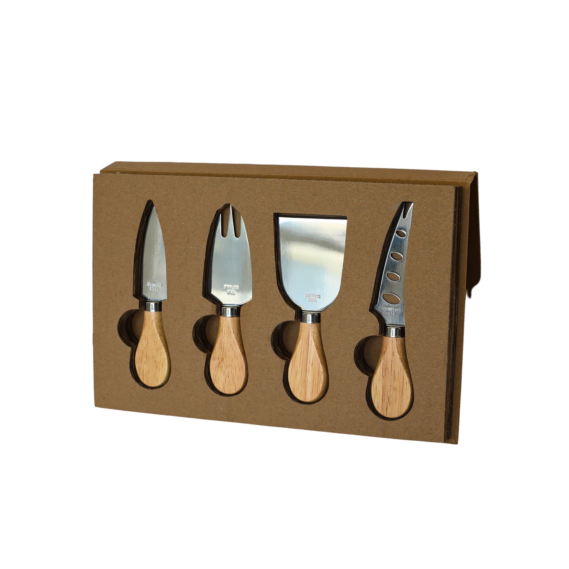4-Piece Cheese Serving Set with Wooden Handles-0