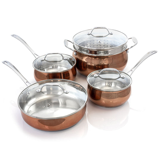 Oster Carabello 9 Piece Stainless Steel Cookware Combo Set in Copper-0