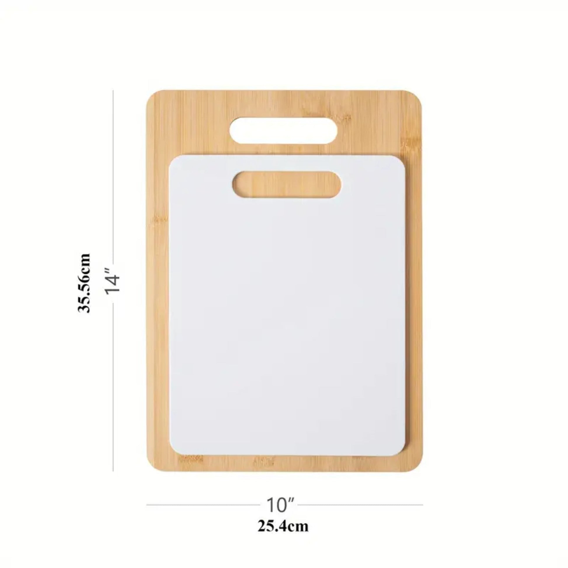2-Piece Bamboo and Poly Cutting Board Set – Eco-Friendly Bamboo & Durable Poly Chopping Boards, White-3