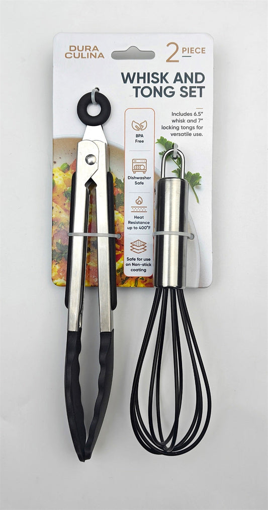 2-Piece Whisk & Tong Set – Versatile and Stylish in Black-0