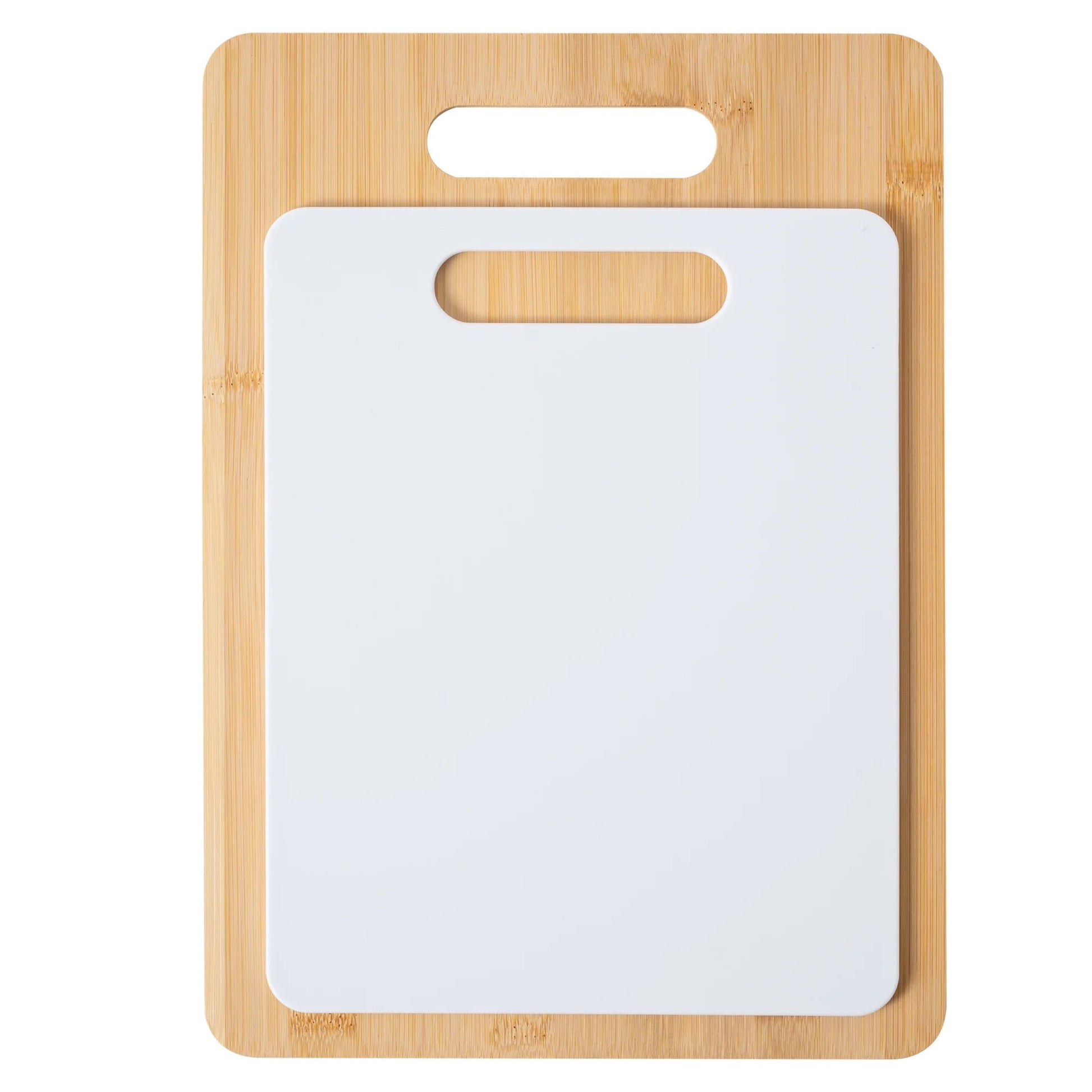 2-Piece Bamboo and Poly Cutting Board Set – Eco-Friendly Bamboo & Durable Poly Chopping Boards, White-4