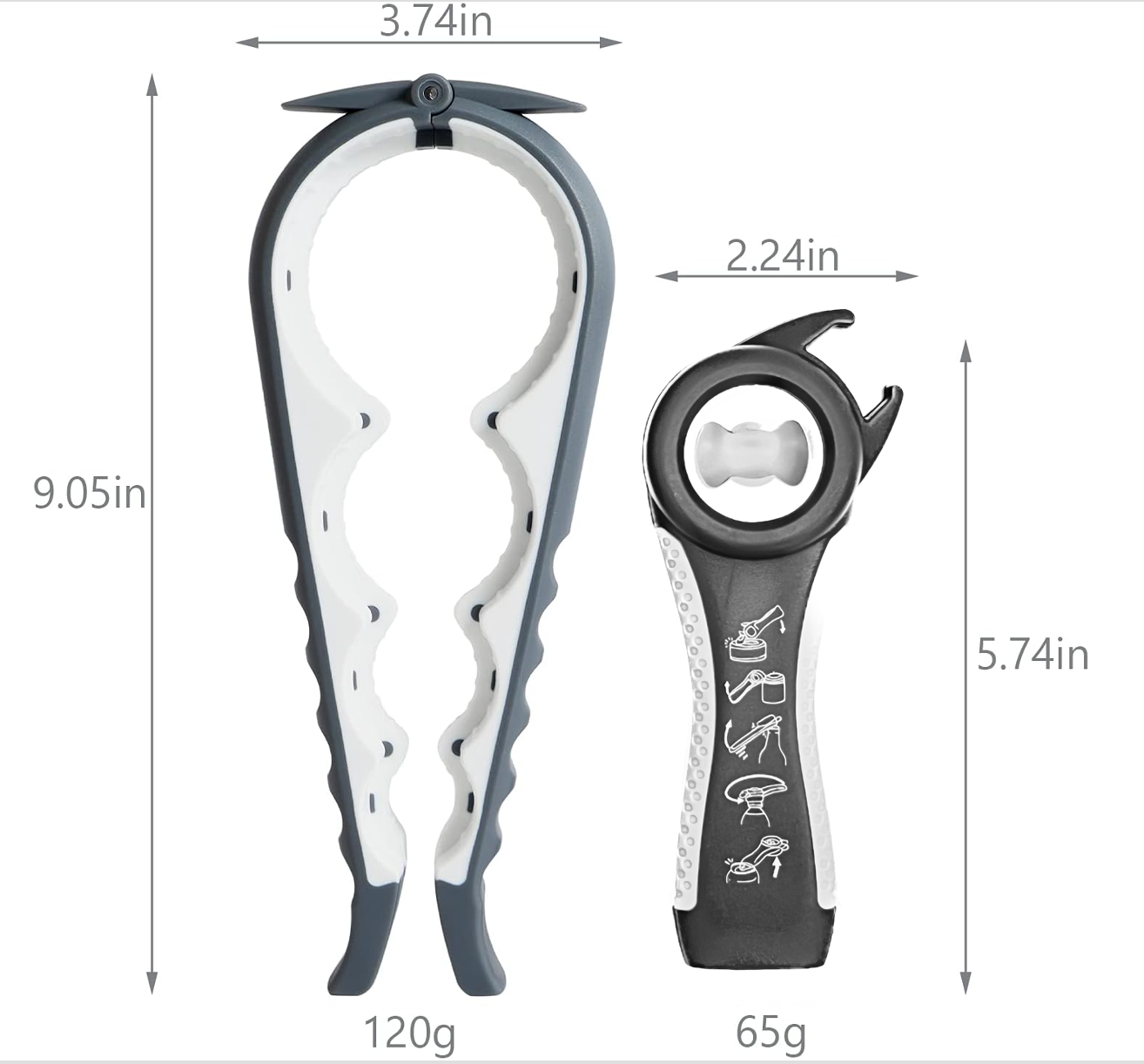 UNIVERSAL BOTTLE AND JAR OPENER SET- GREY-1