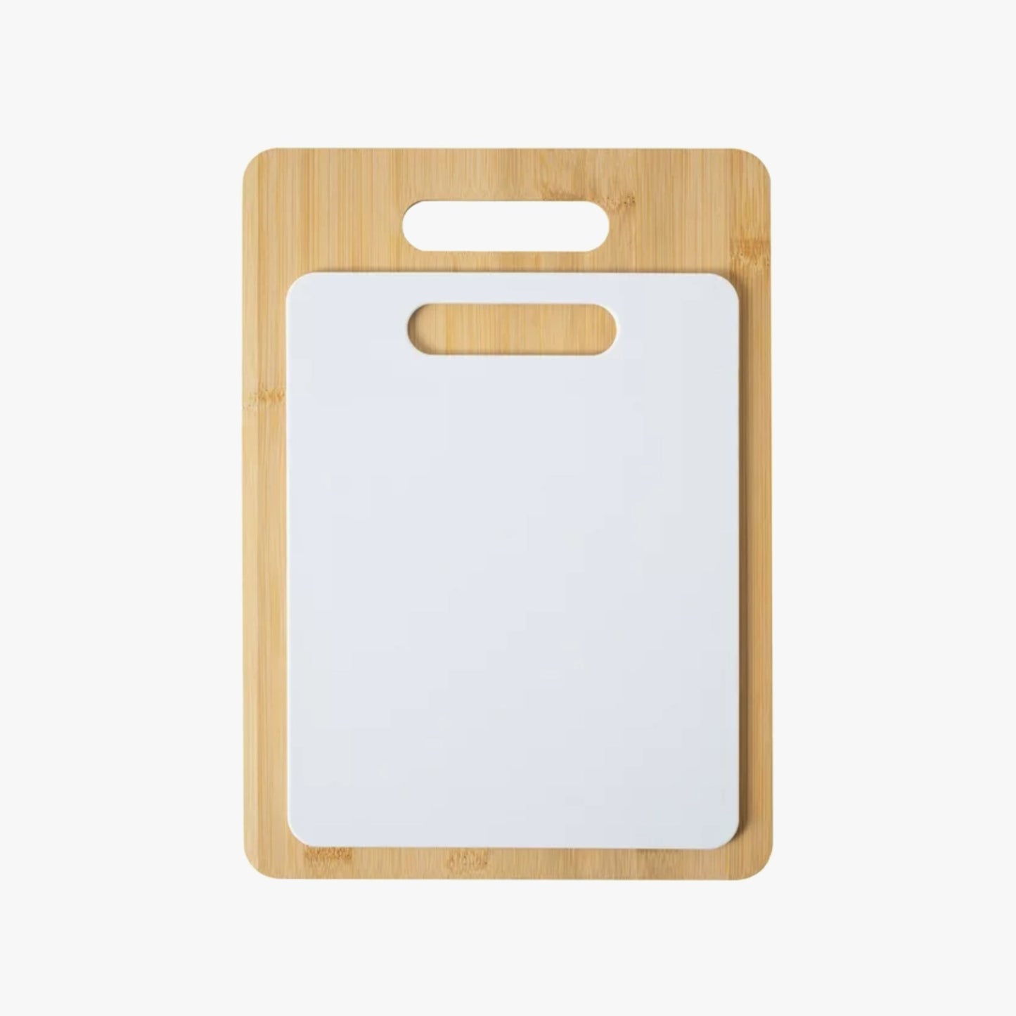 2-Piece Bamboo and Poly Cutting Board Set – Eco-Friendly Bamboo & Durable Poly Chopping Boards, White-0