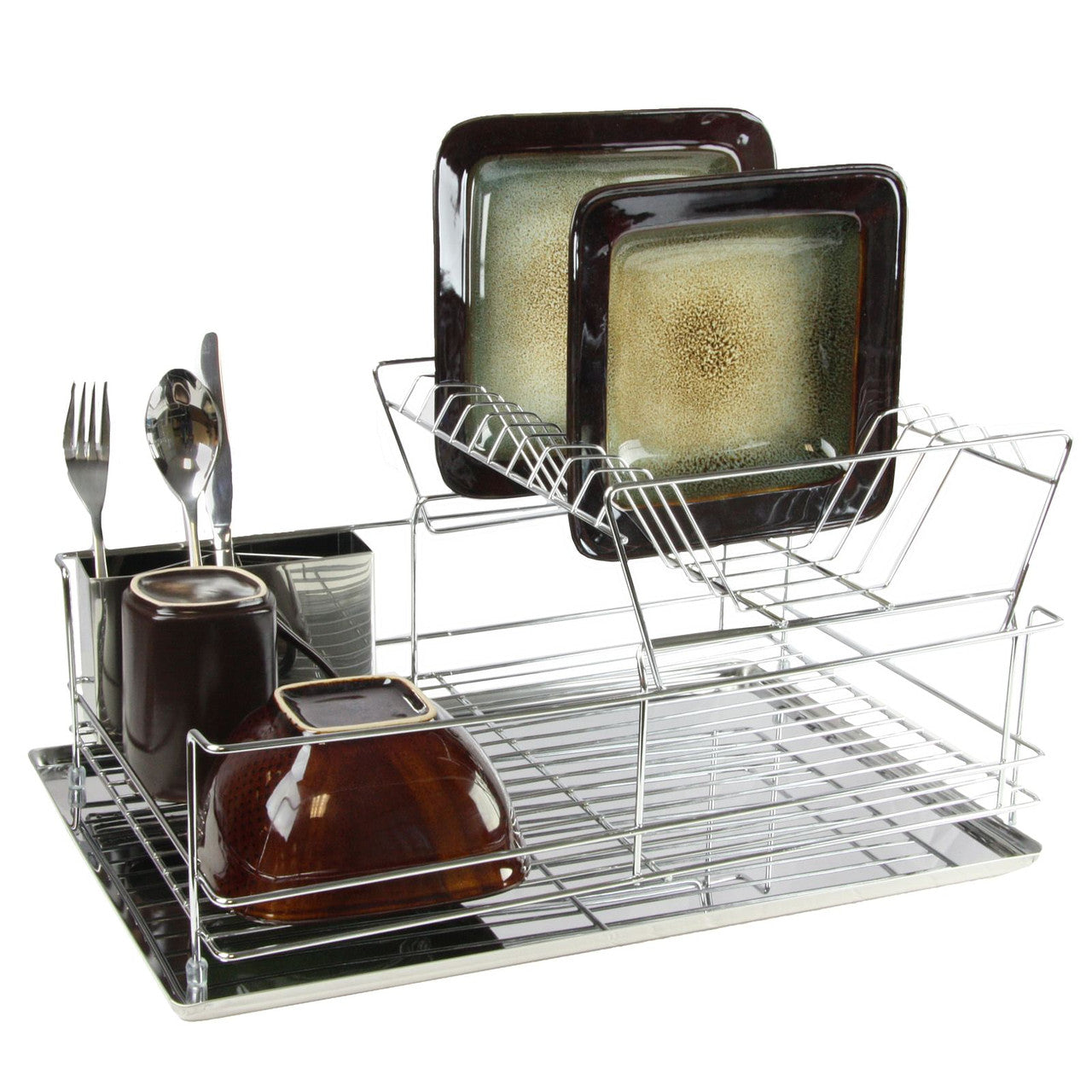 MegaChef 15.5 Inch Stainless Iron Shelf Dish Rack-0