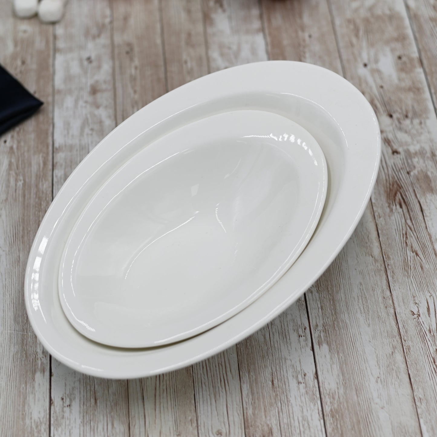 White Ceaser Salad Bowl 8.5" inch X 6" inch | 21 X 14.5 Cm-2