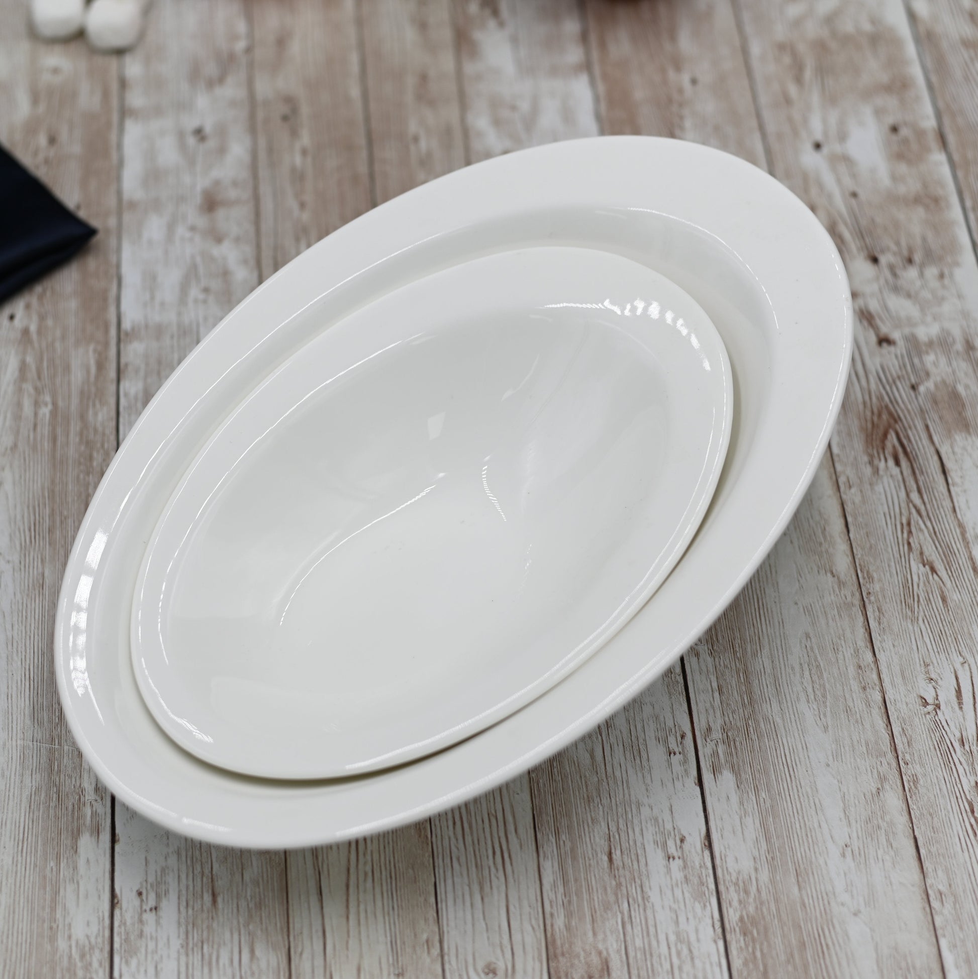 White Ceaser Salad Bowl 8.5" inch X 6" inch | 21 X 14.5 Cm-2