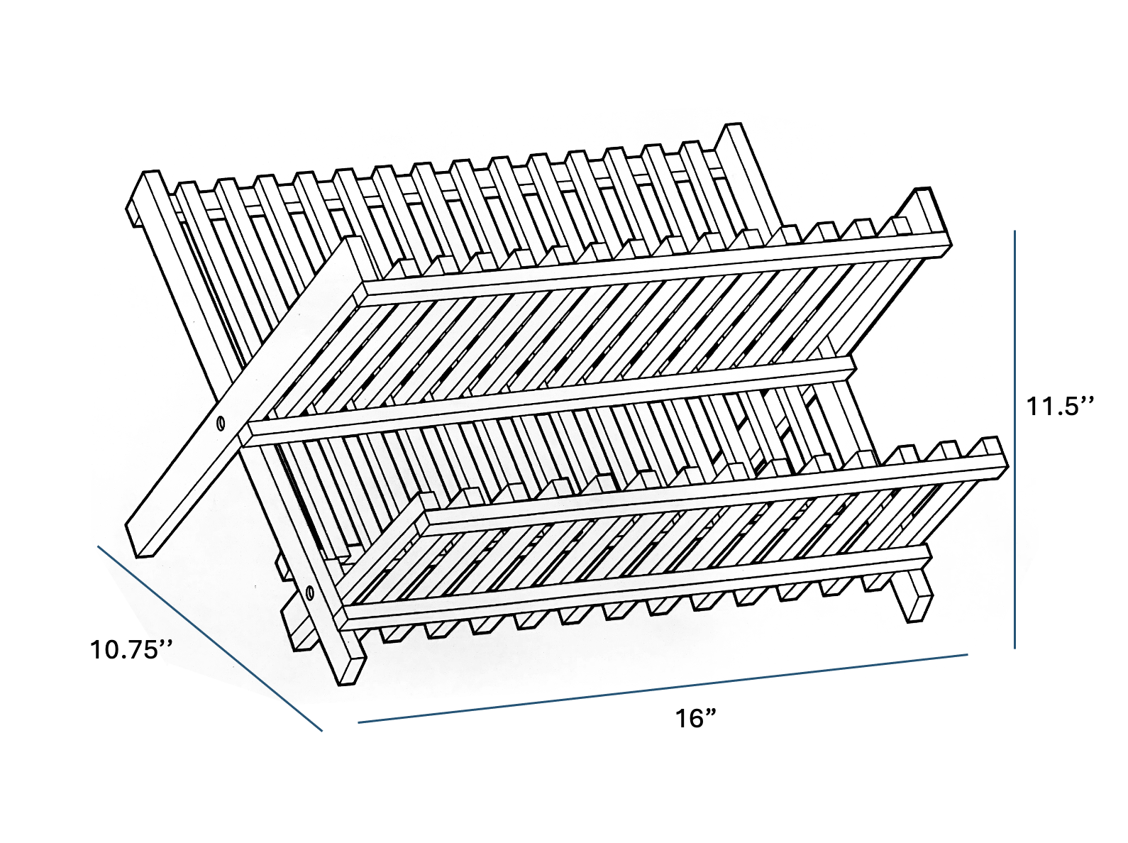 Bamboo Dish Drying Rack - 2-Tier Foldable Dish Rack for Kitchen Counter-2