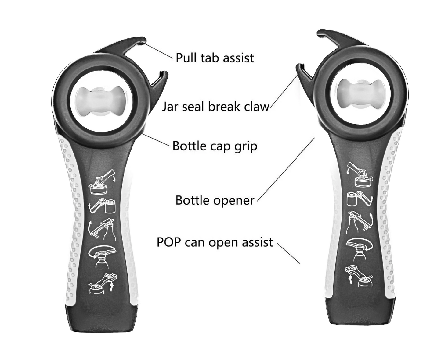 UNIVERSAL BOTTLE AND JAR OPENER SET- GREY-3