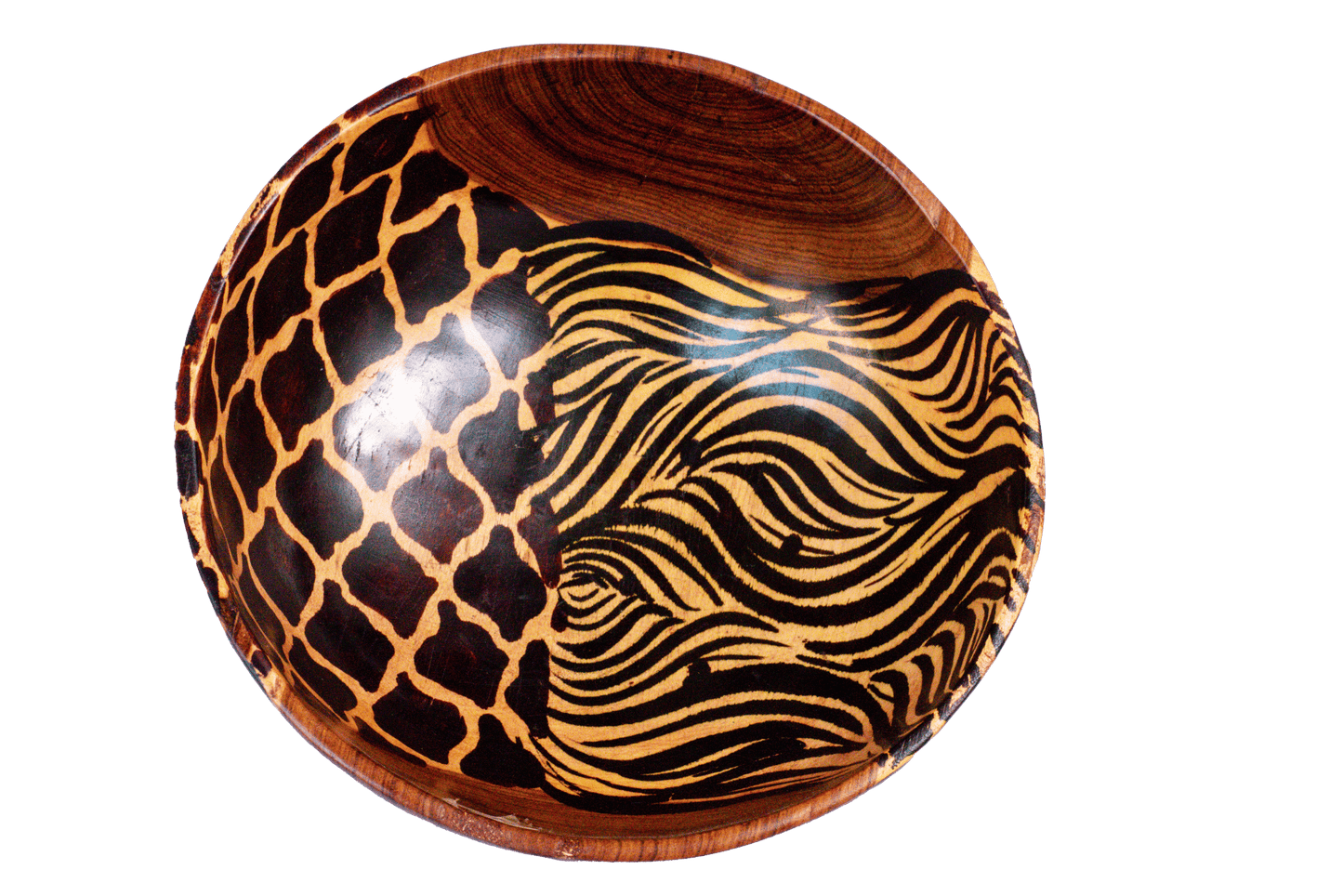wooden bowl with animal print pattern 4